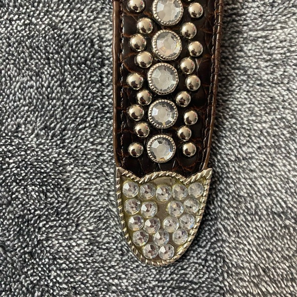 Y2K Western Bling Brown Rhinestone Studded Belt - Picture 3 of 7